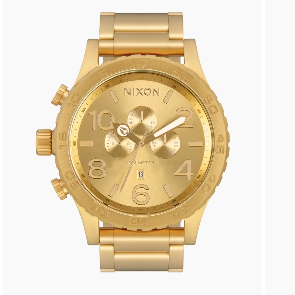 Nixon Gold Watch Mens 48-20 Chrono Stainless Steel